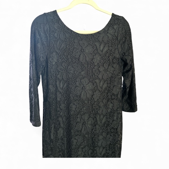 Ingrid & Isabel Maternity Black Floral Lace 3/4 Sleeve Long Dress Size Medium - Picture 3 of 6